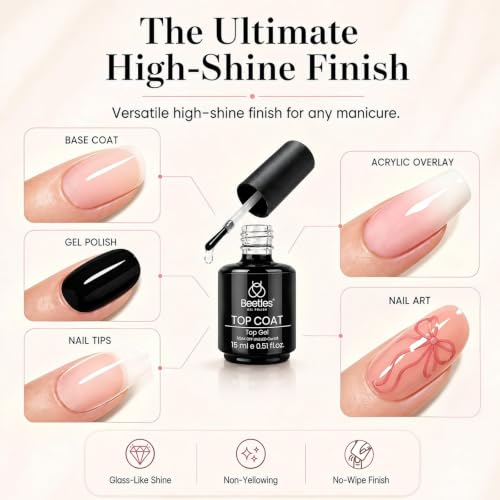 Beetles Gel Polish No Wipe Glossy Gel Top Coat Long Lasting 1Pcs 15ml - color: A-Clear-1