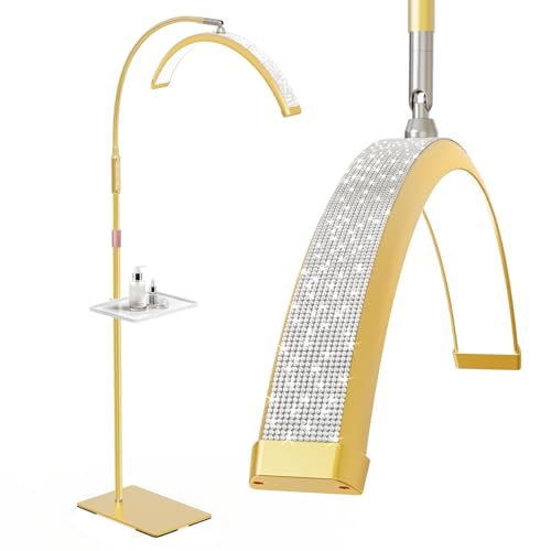 Mznoo Lash Light, 23IN Bling Diamond Half Moon Light with Tool Tray, Gold - color: Gold