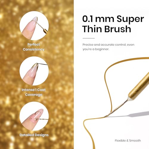 Beetles Metallic Gold Gel Liner 7ml French Tip Gel Polish 3D Mirror Effect - color: B - Gold-1