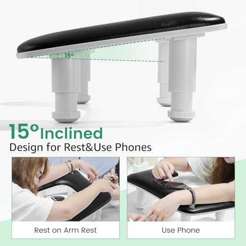 Big Arm Rest for Nails Tech, Height Adjustable, U-Shaped,Black - color: 2nd Gen Height-adjustable Dark