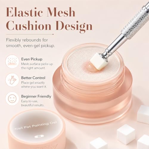 NovaCharm Nail Ombre Sponge Kit, Elastic Mesh Cushion Painting Gel with Dual-Ended Sponge Holder Pen and 20 Replacement Sponge Cubes, Aura Blush Gradient Nail Art Set - color: White