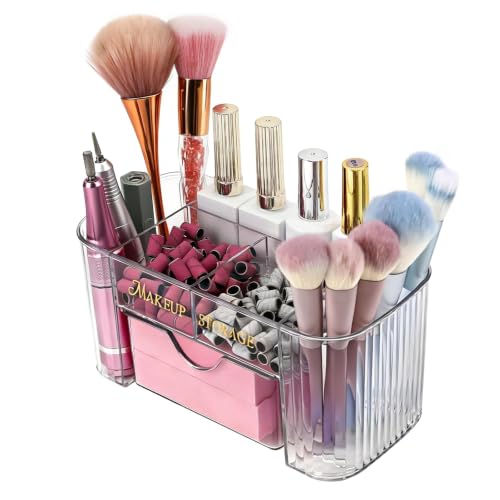 BQAN Clear Acrylic Nail Organizer with Drawer for Nail Tools Storage - color: Clear