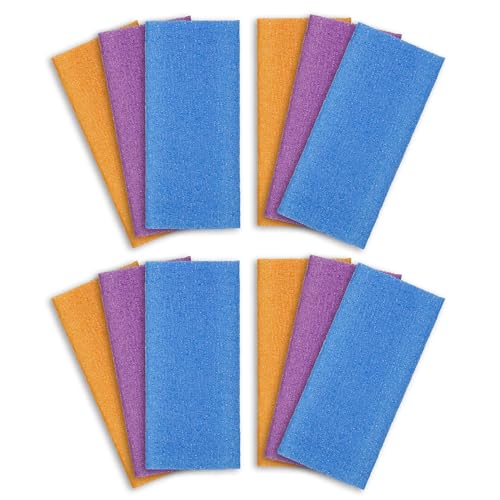 ARCH&M Exfoliating Towel, Japanese Washcloth 12 Pack - style: Orange x 4 Purple x 4 Navy-Blue x 4