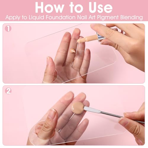 12 Pack Acrylic Cosmetic Palette with 12 Spatulas, Clear Makeup Mixing Tray for Foundation, Eye Shadow, Nail Art, Pigment Blending - style: Rectangle