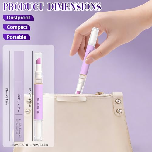 3PCS 2-in-1 Cuticle Oil Pusher Pen, Ceramic Cuticle Pusher & Oil Pen, Nail Care Tool for Dry Damaged Nails Hangnails Moisturiz Polish Brighten