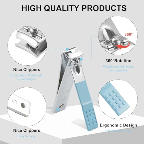 Nail Kit, Manicure Kit, Nail Care Kit for Women, Manicure Pedicure Set, Nail Clippers Toenail Clippers Kit, Professional Manicure Kit Pedicure Kit, Light Blue Travel Case, Set of 12. - color: Light Blue