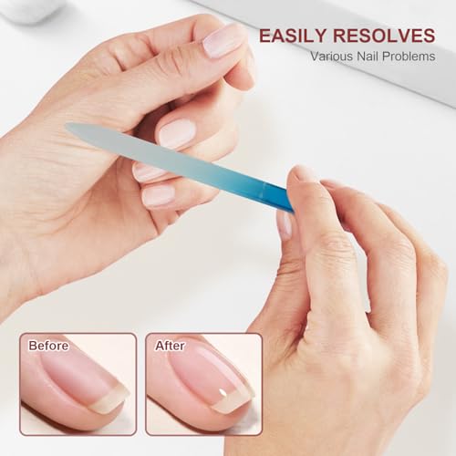 Glass Nail File, with Case, Nail Files for Natural Nails, Double-Sided Etched Gentle Nail Care, Women or Adults, Unique Gifts,1 Piece,Black,0.12x0.39x5.5 in - color: Black