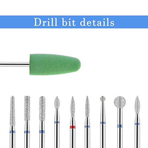 YUXIANLB 10pcs Nail Drill Bits Set for Manicure, Diamond Bits Drill Kit for Nails Professional Russian Cuticle Removal Bits Manicure Set Professional for Home Salon