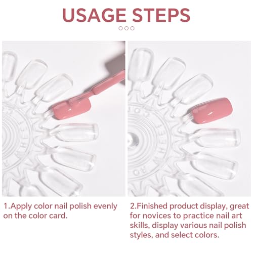 20Pcs False Nail Swatches Wheels for 360 Color Nail Tips Acrylic Nail Art Polish Display Nail Practice Tips Board for Manicure, Home DIY/Nail Art Salon Show, Clear - color: 20Pcs Clear