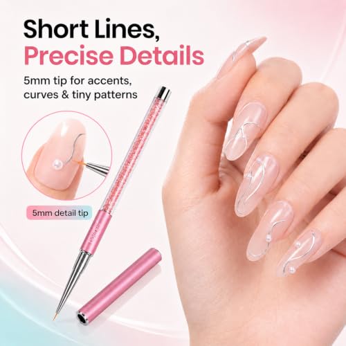 Beetles Gel Polish Nail Art Liner Brushes 5Pcs Painting Art Design Pen Set - color: A-Blue-5