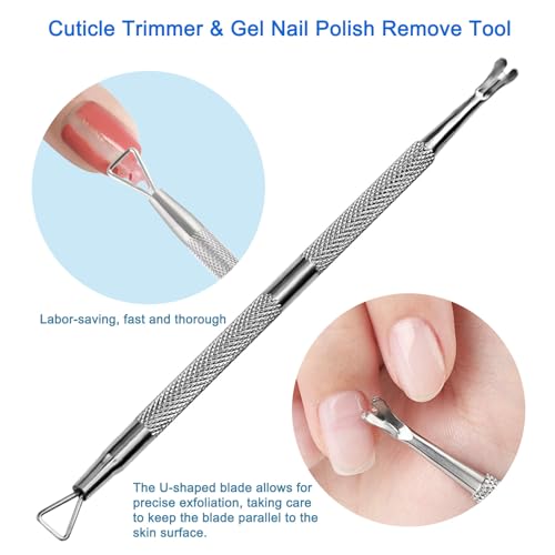 Premium Stainless Steel Manicure Tools 2-Piece Set, Upgraded Cuticle Pusher & Nail Lifter, Cuticle Trimmer & Gel Nail Polish Remove Tool, Home & Salon, For Women - size: Bevel Pusher