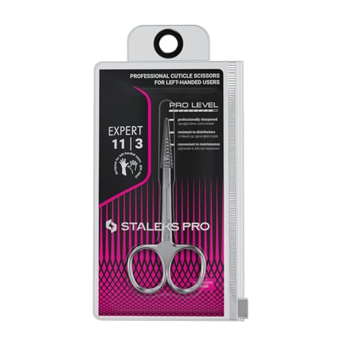 STALEKS PRO Expert 11 Left-Handed Cuticle Scissors, 25 mm Curved Blades - size: L