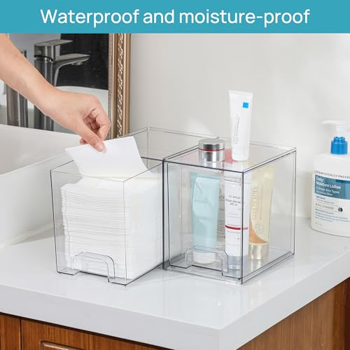 Vtopmart Clear Stackable Storage Drawers, 2 Pack Tall Plastic Organizers - style: High-2pack-Clear