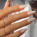 Cream White Acrylic Press on Nails Almond Medium Fake Nails - color: 02-Cream White