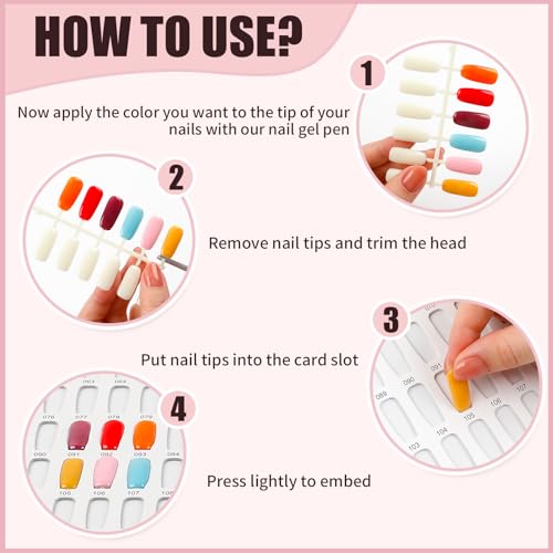 308 Nail Colors Chart with 360 Nail Tips Professional Nail Swatches Book Nail Gel Polish Display Card Book with Gel Nail Brush and Number Sticker for Nail Salons (Gold, one size) - color: Gold