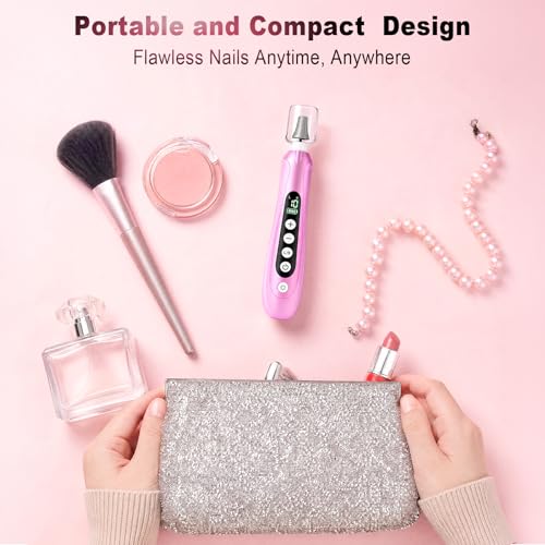 Electric Nail File Drill, 3000MAH Cordless Electric Nail Drill, Rose Pink