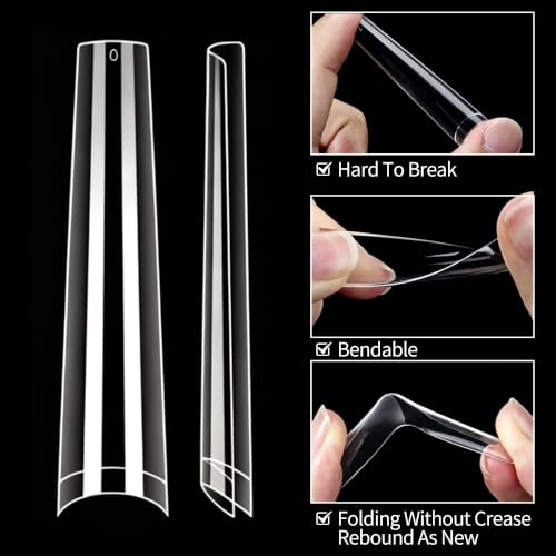 2XL Coffin Nail Tips, Long Half Cover Gel Tips 504 Pcs - size: Long trapezoid