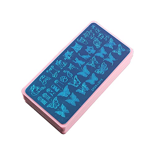 VNC 20Pcs 12X6cm Nail Art Soft Stamping Protective shell Plastic Holder Stamper Rectangel Stamp Holder - color: B-Pink