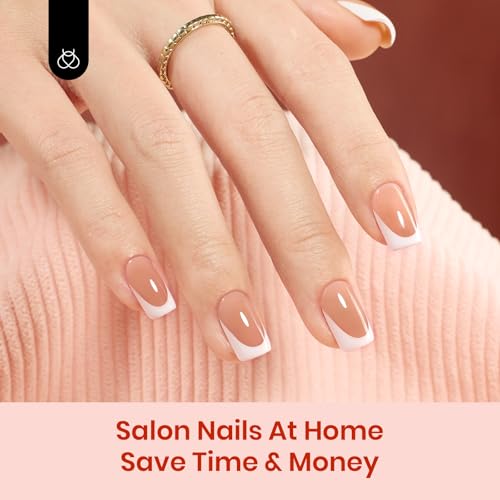 Beetles Press On Nail Kit- Short Square French Tip Nails, 224Pcs Brown - color: F - Brown French - S