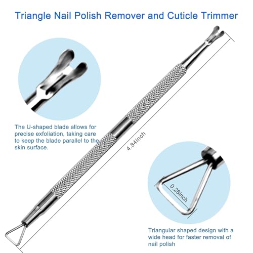 Premium Stainless Steel Manicure Tools 2-Piece Set, Upgraded Cuticle Pusher & Nail Lifter, Cuticle Trimmer & Gel Nail Polish Remove Tool, Home & Salon, For Women - size: Bevel Pusher