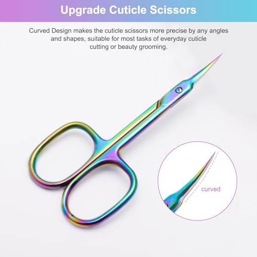 CGBE Curved Cuticle Scissors, Extra Fine Pointed Tip, for Russian Manicure - color: Colorful