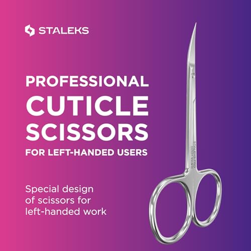 STALEKS PRO Expert 11 Left-Handed Cuticle Scissors, 25 mm Curved Blades - size: L