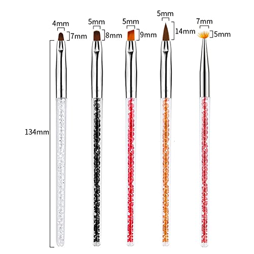 10pcs Nail Art Brush Set - Dotting Tools, Liner, Ombre, Clean Up, Design & Acrylic Manicure Brushes for Nail Art & Painting Kit - color: silver