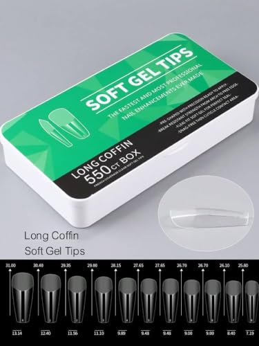Coffin Nail Tips Press On Nails, 550 pcs, Long Full Cover