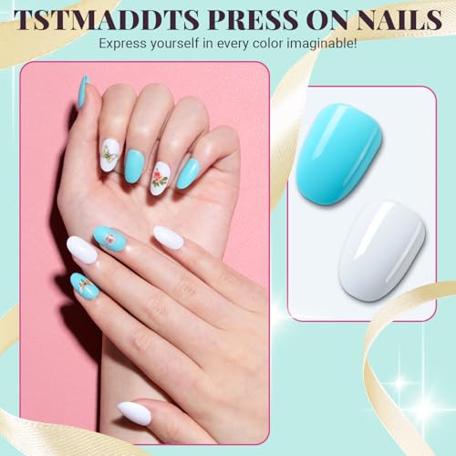 TsMADDTs Short Oval Press On Nails for Beginner Home DIY or Salon Manicure