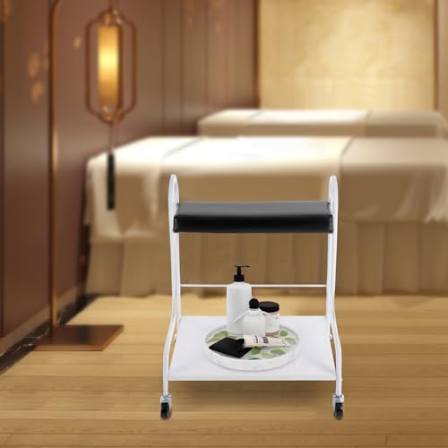 Pedicure Chair for Nail Tech Beauty Salon Nail or Foot Bath Spa Manicure Foot Rest with Wheels Portable Trolley Cart for Pedicure Manicure Funiture Massage (Black, White) - color: Black, White