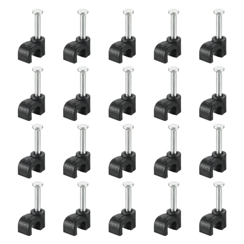 uxcell Cable Clips with Steel Nail, 100Pcs 4mm/0.16" Plastic Cable Wire Clips, Ethernet Cable Clips Nail in Cable Clips for Home Wires Cables Cords Management, Black - size: 4mm