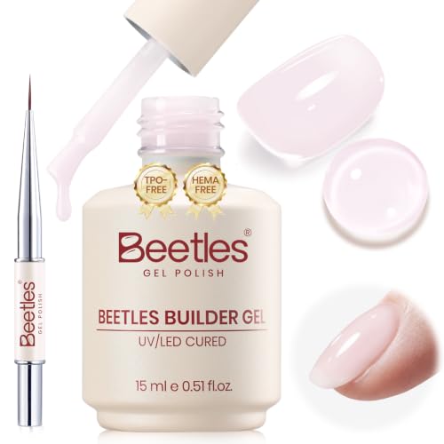 Beetles Builder Gel for Nails Pink TPO & HEMA-Free with Nail Art Brush - color: C-Petal Sheer