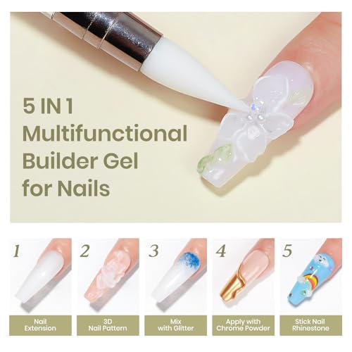 MIZHSE White Solid Builder Gel for Nails, Sculpting Gel Non-sticky Hand - color: 100g White