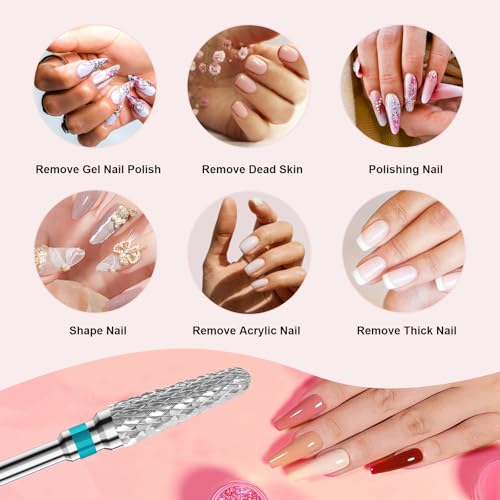 3/32" 2PCS Clean Cone Carbide Cuticle Cleaner Bit for Nail Prep & Cleaning - color: 008 Silver, size: M