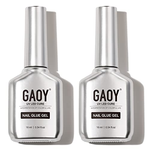 GAOY 2Pcs Gel Nail Glue, 16ml, 2 in 1 Nail Glue and Base Gel, Lamp Needed