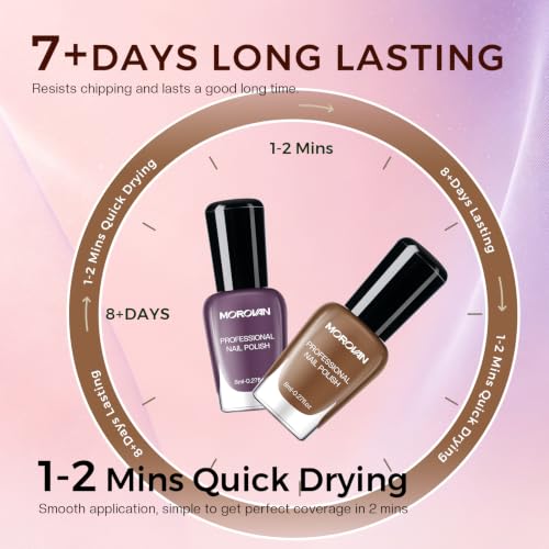 Morovan Nail Polish Set Purple: Brown Pink Fall Winter Fingernail Gift Kit - color: Winter Brown Purple