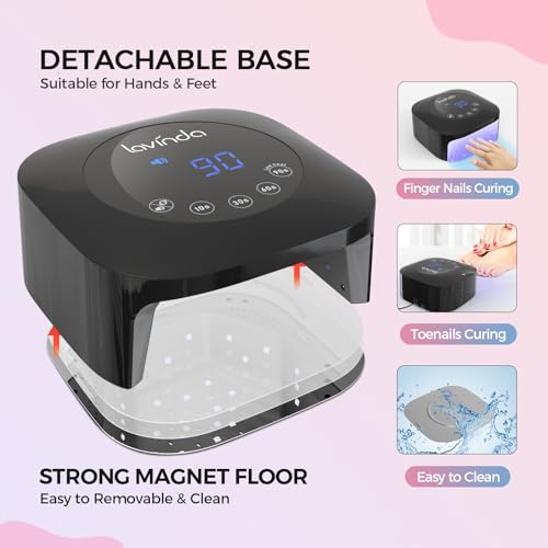 Lavinda UV LED Nail Lamp, Plug-in 54W UV Nail Light for Gel Polish, Black - color: Black