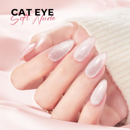 modelones 5 Colors Builder Nail Gel, Cat Eye Gel Top Coat and Magnet Set - color: Builder Nude Builder Cat Eye Top