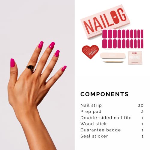NAILOG Semi Cured Gel Nail Strips 20Pcs Magenta Gel Nail Stickers - Flair - color: Flair