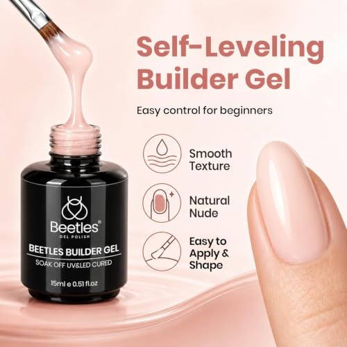 Beetles Builder Gel for Nails, 8 in 1 Natural Nude Translucent Color - color: 1- B - Natural Nude
