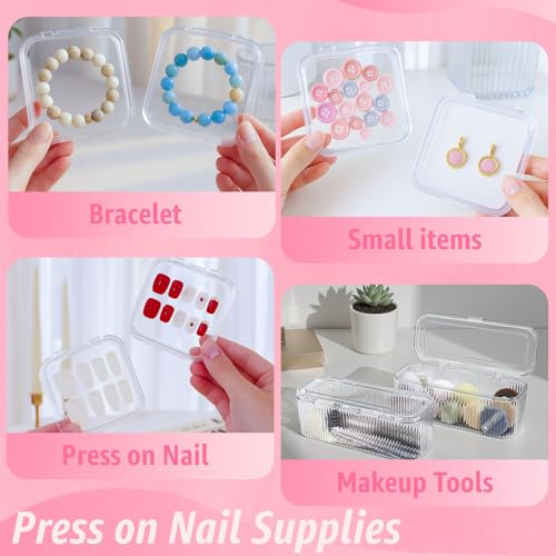 Clear Press On Nail Storage Containers 12-Pack Stackable Cases, Press Ons Nail Packaging Organizer Case, Acrylic Tips and Fake Nails Display Box for Travel and Salon Use (Clear 01) - color: Clear 01