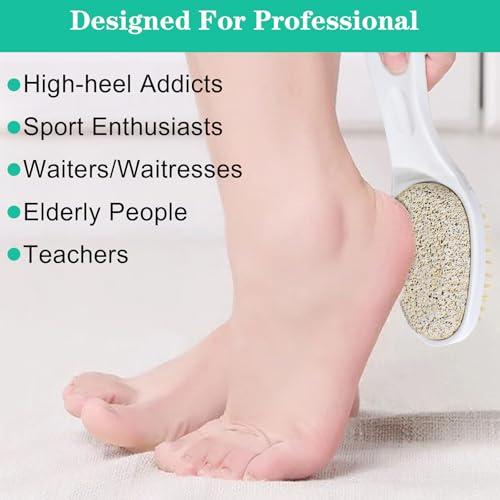 JIEYAO 2 in 1 Foot Pumice Stone Brush, Foot Brushes & Pumice Exfoliator Pedicure Tools, Shower Foot Scrubber Brush Double-Sided Pumice Foot File Dead Skin Callus Remover for Foot Care