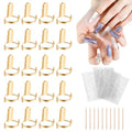 20Pcs Wudu Nail Rings with 120Pcs Adhesive Nail Tabs-Gold - color: Gold