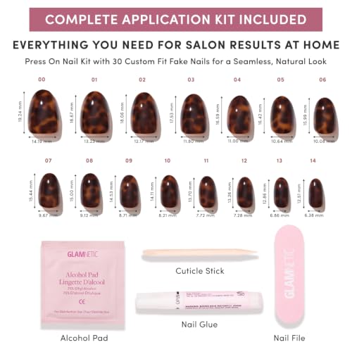 Glamnetic Press On Nails - Short Oval, Glossy Fake Nails 30 Pc Full Kit - color: 1H - High Society