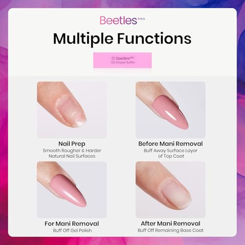 Beetles Pro Nail Buffer Sanding Block 100 Grit 4-Sided Nail - color: B-pink-050