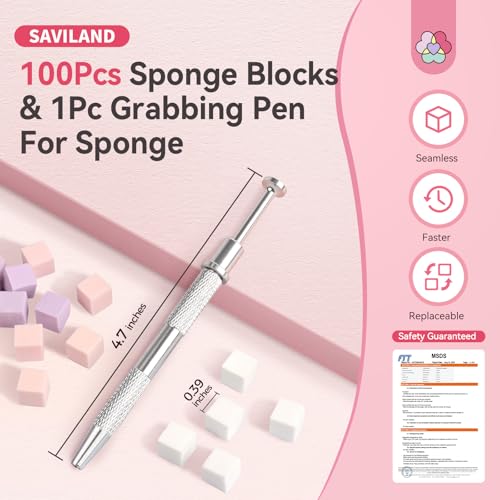 SAVILAND 100PCS Nail Sponges for Ombre: Pink Nail Art Sponges With Grabbing Pen Ombre Nail Sponge Gradient Nail Tools Aura Nails Ombre Nail Brush Professional Home DIY Nail Art Salon - color: 3A-Pink
