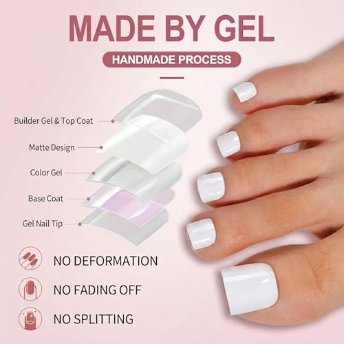 Misssix White Toe Nail Press Ons, 150pcs Press On Toenails with Nail Glue - color: White toe nails