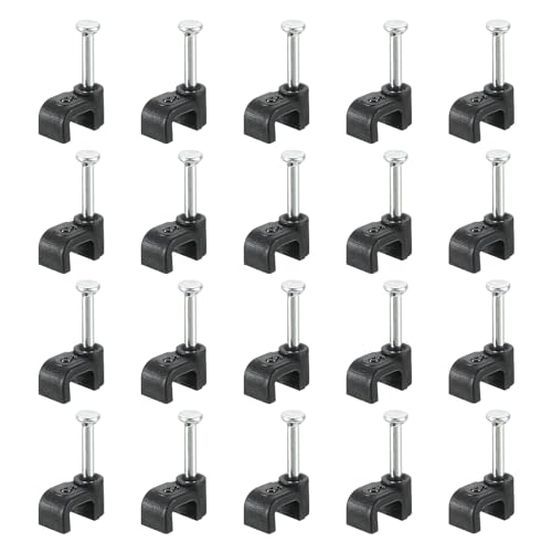 uxcell Cable Clips with Steel Nail, 100Pcs 5mm/0.2" Plastic Cable Wire Clips, Ethernet Cable Clips Nail in Cable Clips for Home Wires Cables Cords Management, Black - size: 5mm