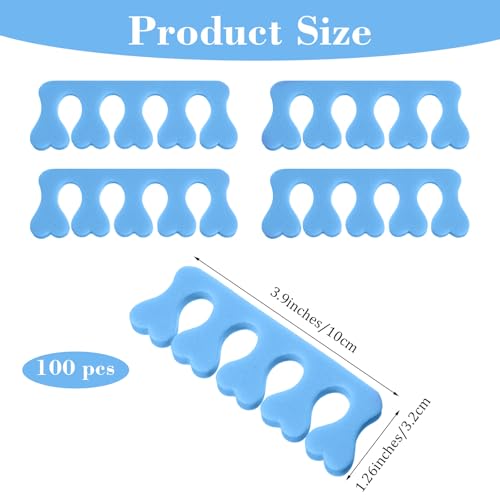 100 Pcs Sponge Toe Separators Soft Finger Separators Premium Pedicure Tool Kit Flexible Toe Divider Spacer for Polishing Pedicure Manicure Coating Nail Art Beauty Accessories (blue) - color: blue