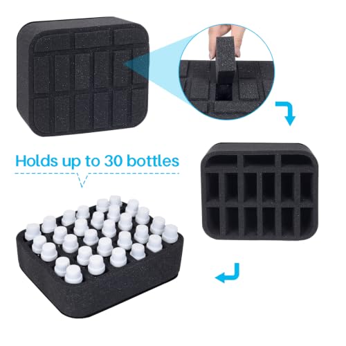 Essential oils Organizer Holder Foam Pad with Slots, can DIY - color: Black 15slots(12+3)